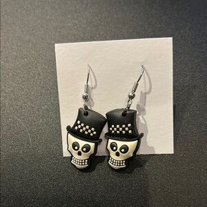 Black and White Skull Earrings